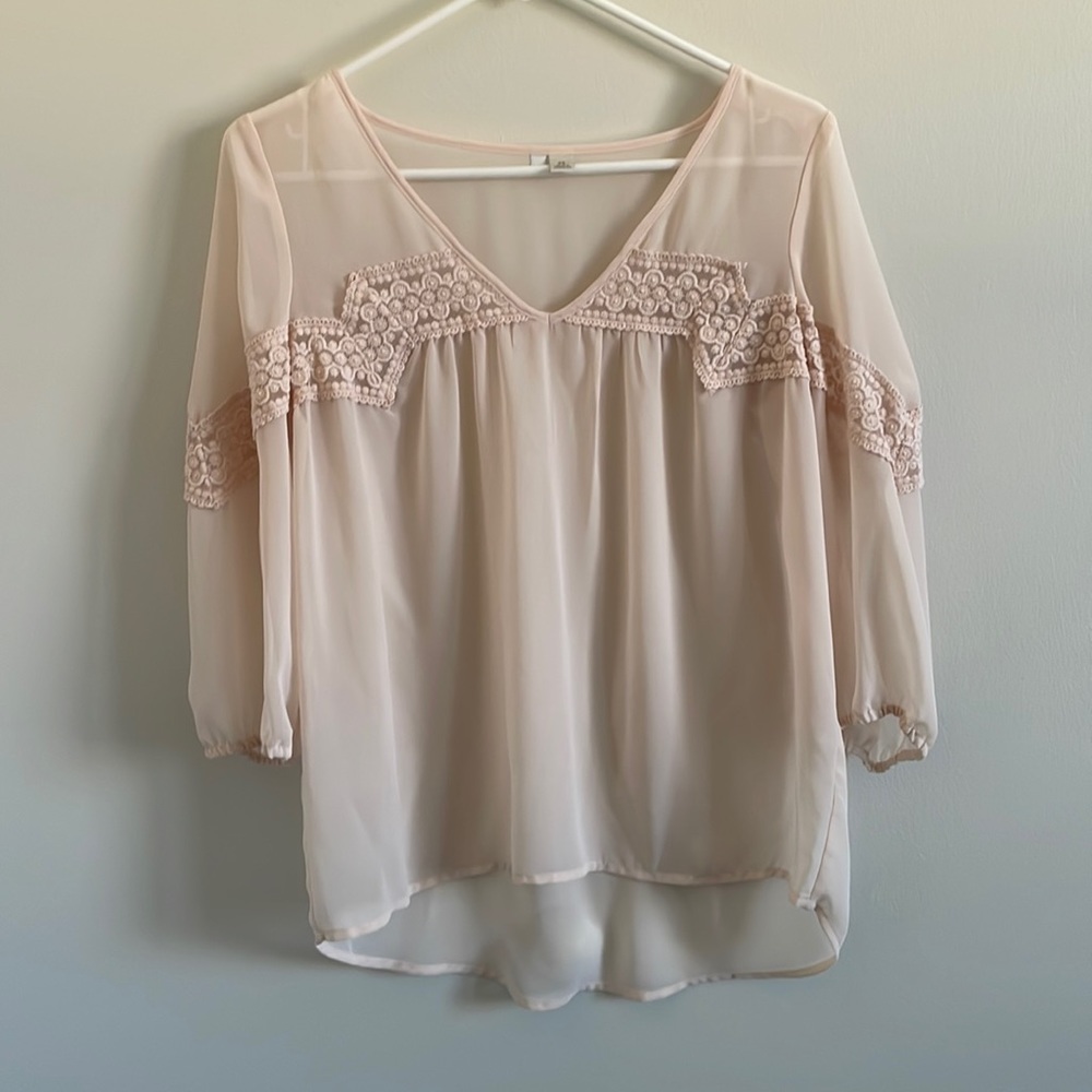 Sheer Blush Lace Blouse